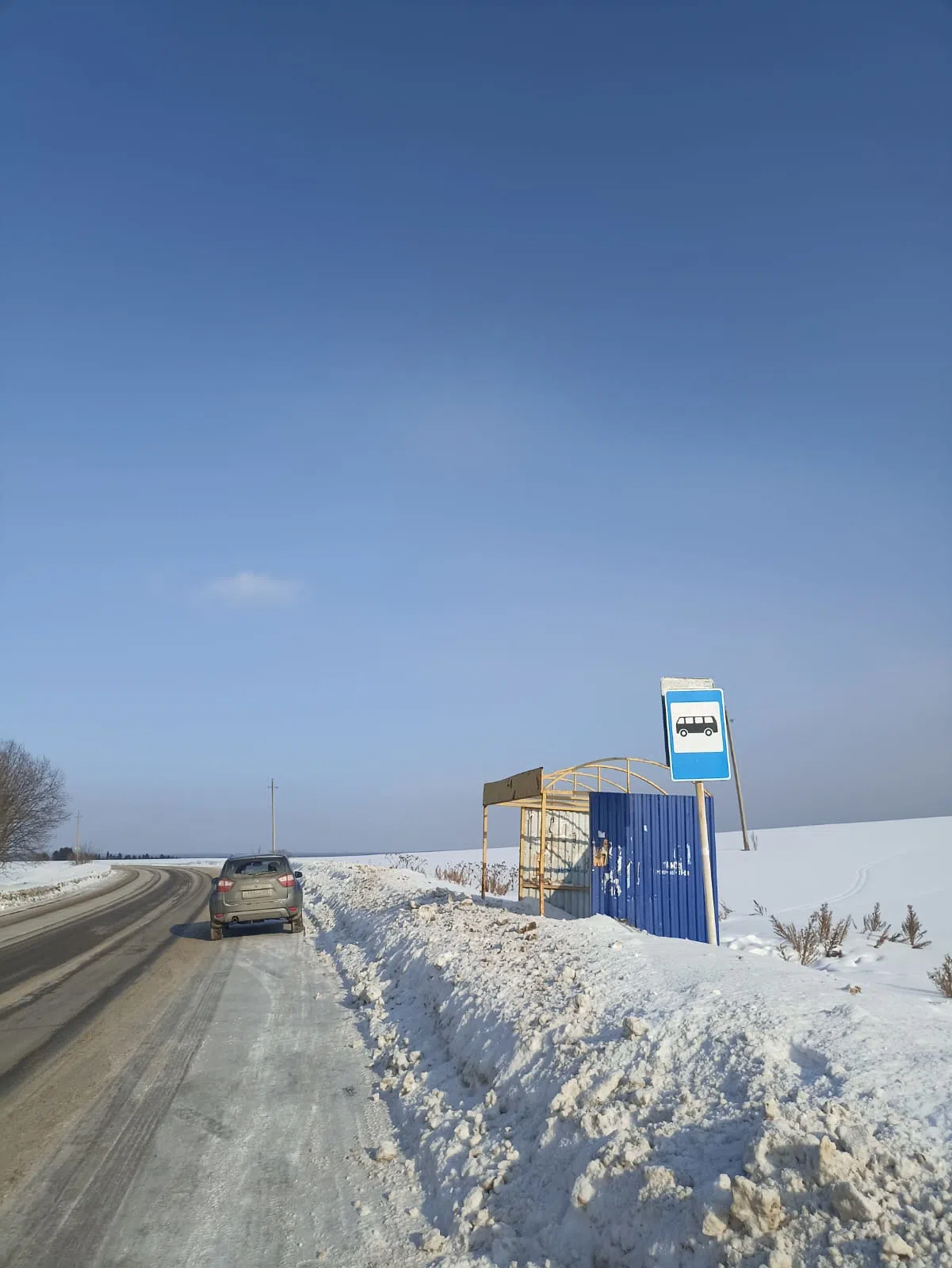 Заснеженная остановка в поле, фото 2