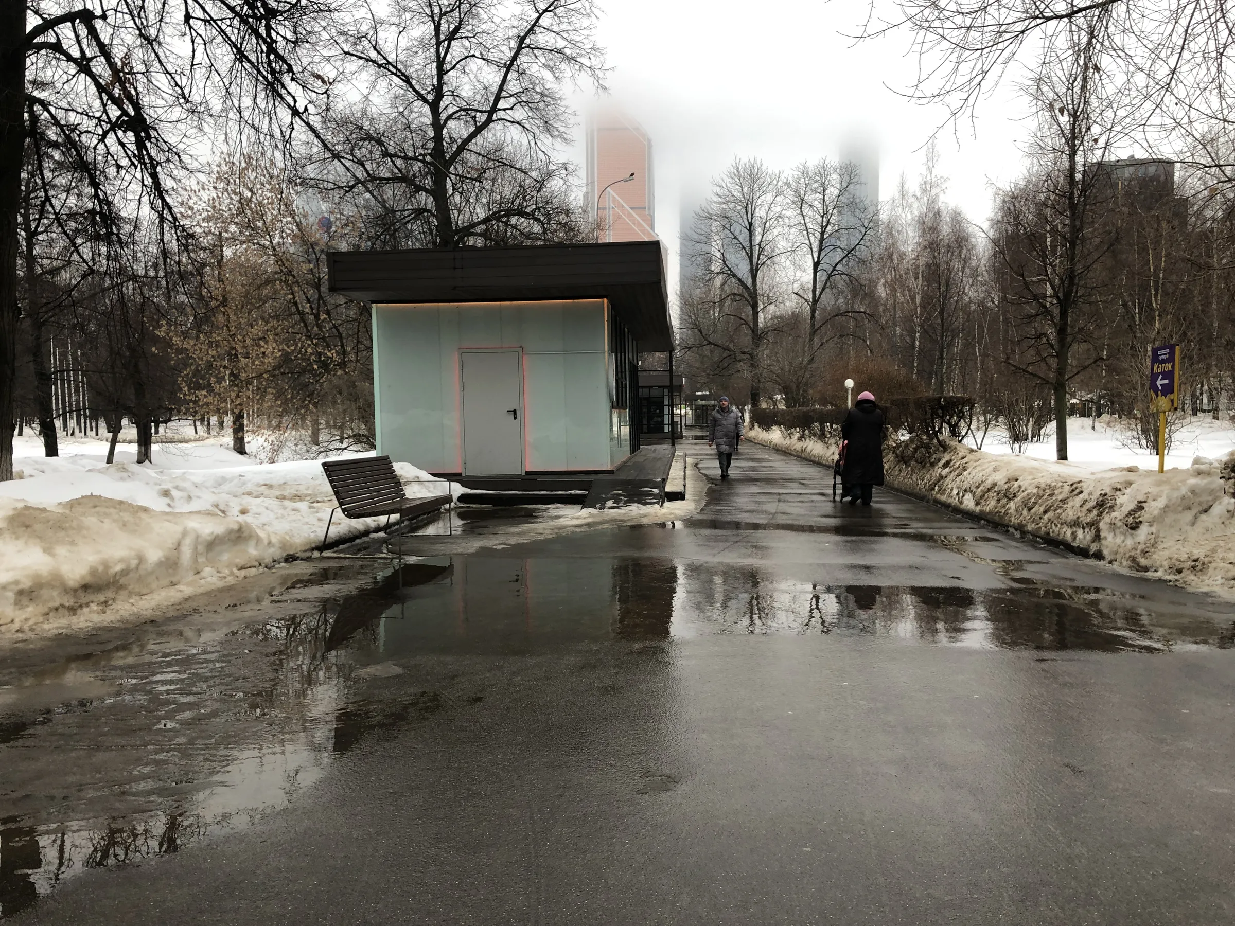 Зимний парк со статуей, фото 11