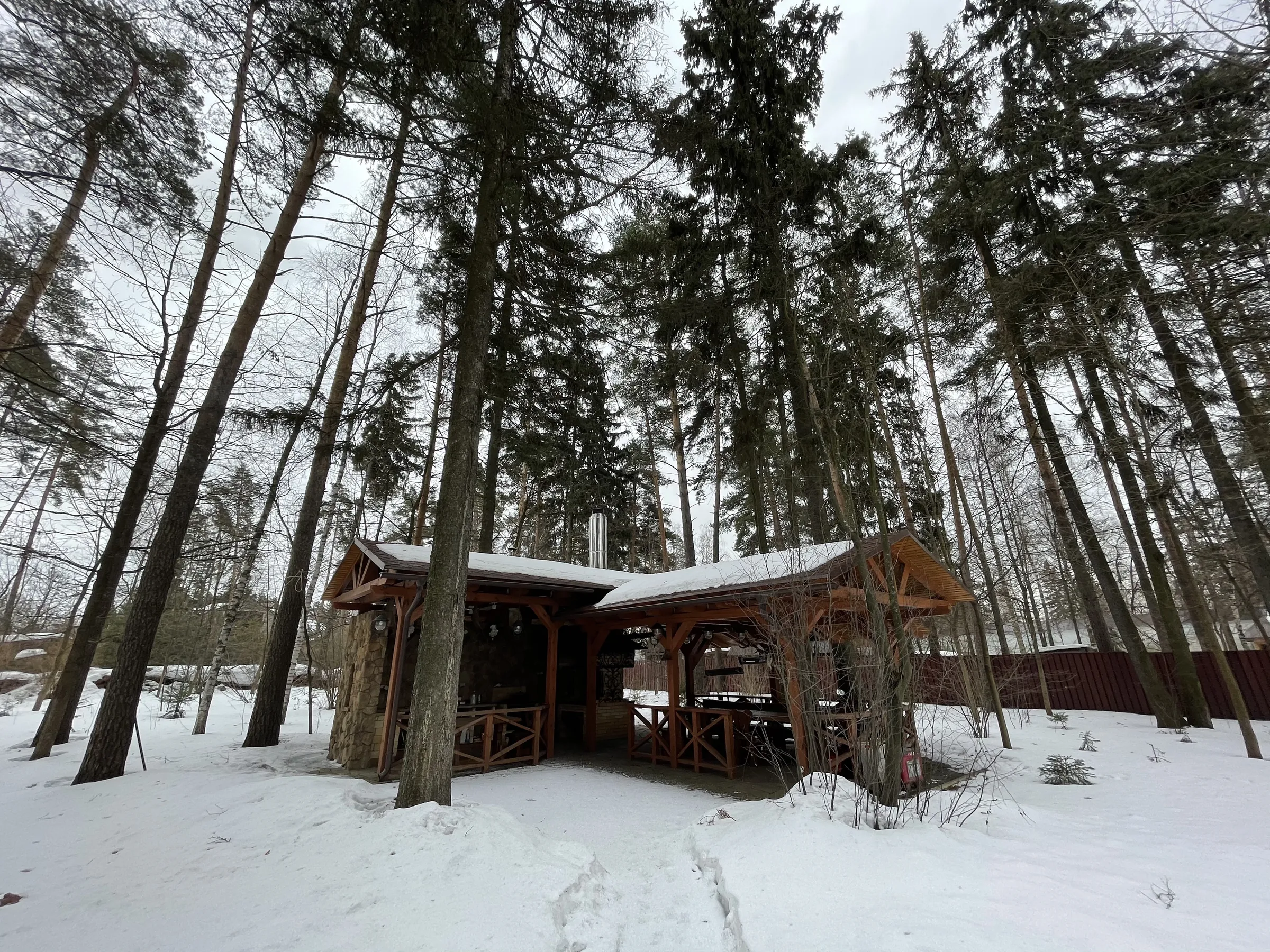 Деревянное шале с елями, фото 12