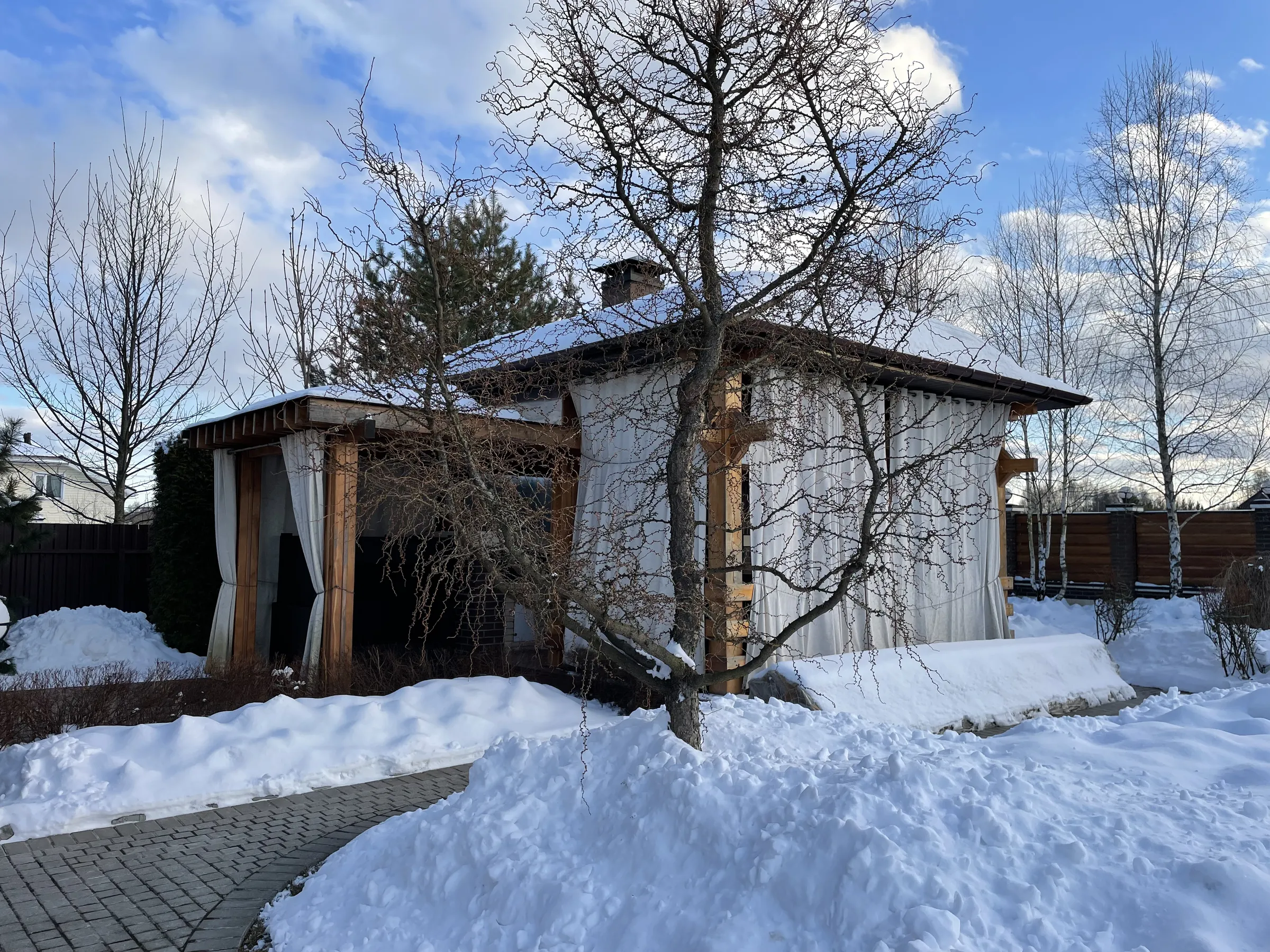 Современный дом зимой, фото 14