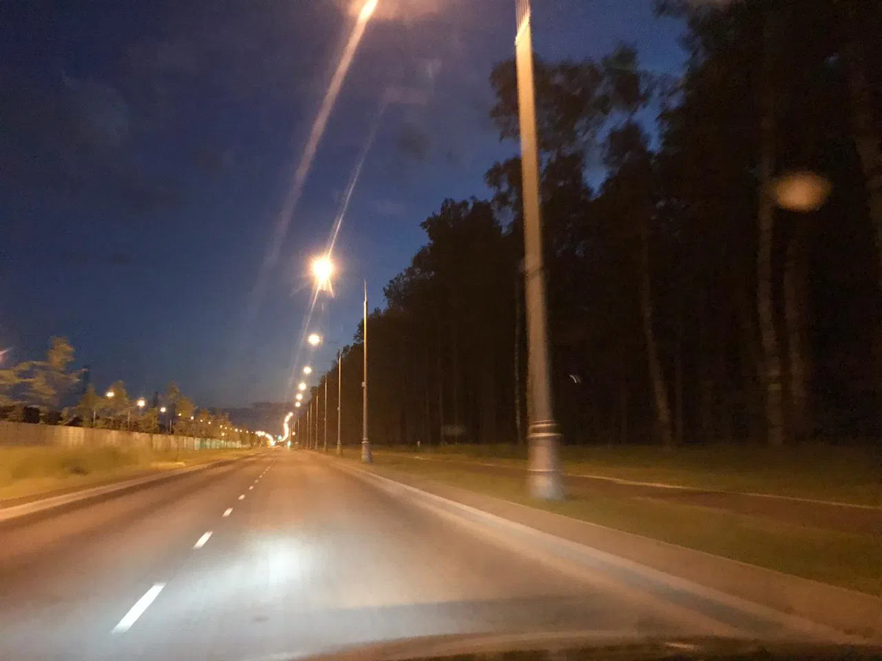 Ночное шоссе с фонарями, фото 12