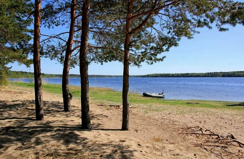 Панорама озера с пляжем, фото 3