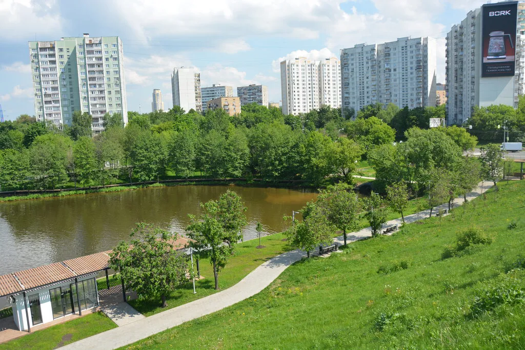 Парк у озера с видом на город, фото 21